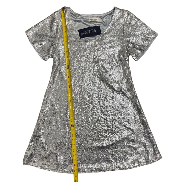 Anna-Kaci Sequin Shift Flared Tunic Mini Dress Silver SZ Large 60’s Inspired NWT - Picture 8 of 9